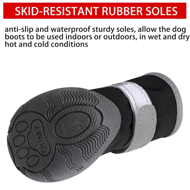 QUMY Dog Shoes for Small Dogs, Puppy Dog Boots & Paw Protector for Winter Snow Day, Summer Hot Pavement, Waterproof in Rain Weather, Outdoor Hiking, Indoor Hardfloor with Skid-Resistant Sole Black 4 - Image 4